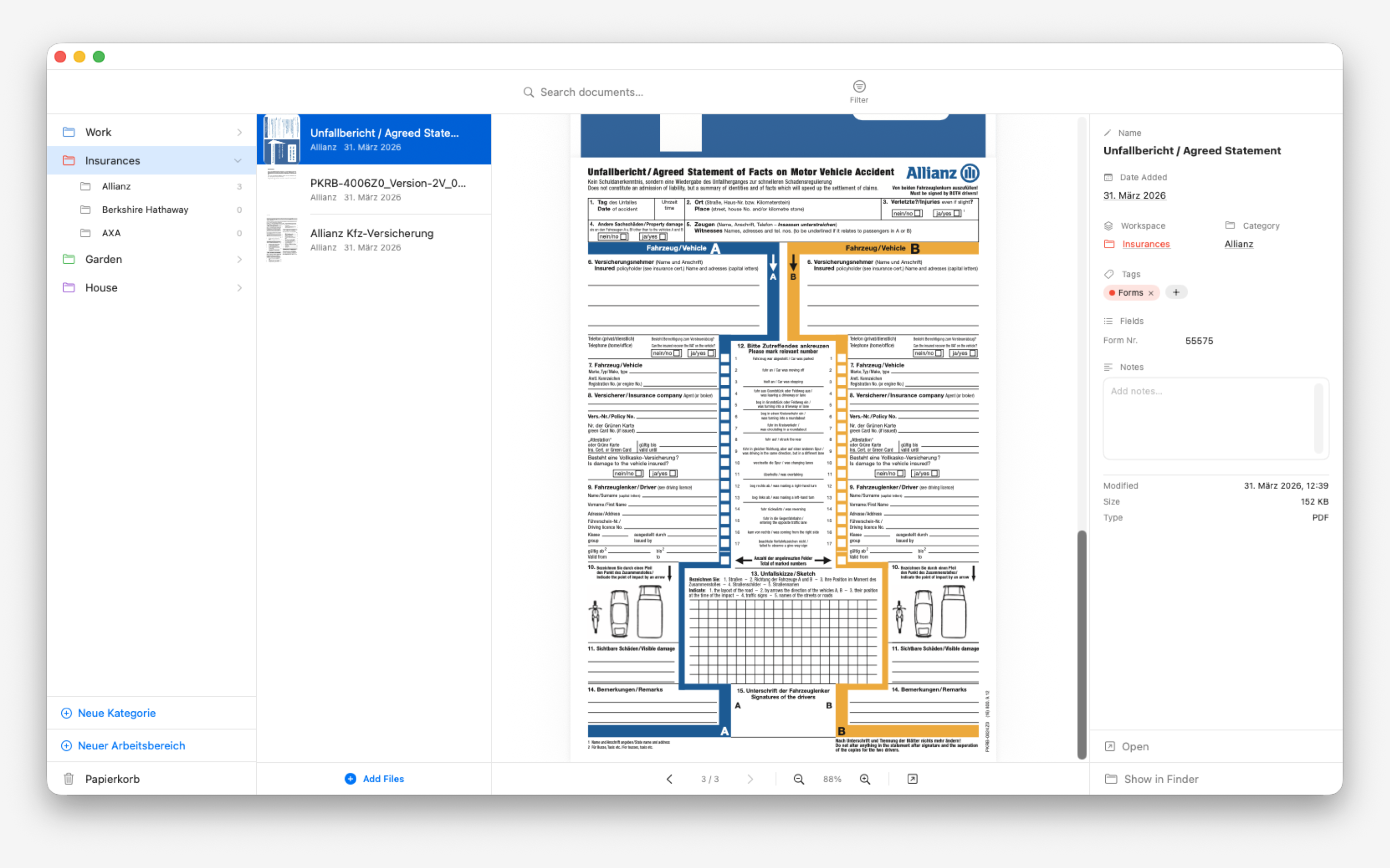 Koda main window showing workspaces and document grid