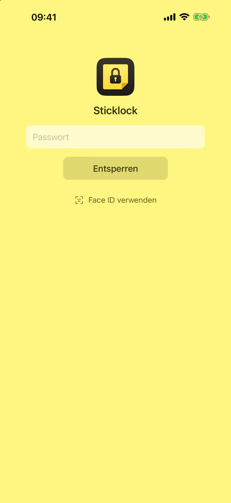 Gesperrtes Sticklock auf dem iPhone: Passwortfeld, Entsperren und „Face ID verwenden“